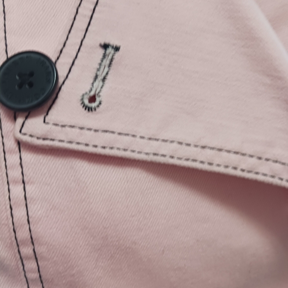 Lauren Jeans Co Ralph Lauren Jacket Dbl Button Pink Denim Large No Belt - Picture 14 of 15
